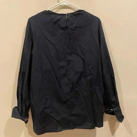 Thakoon Ruched Shoulders Cotton Crew Neck Long Sleeve Blouse - Picture 4 of 5